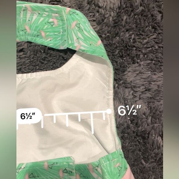 GREEN&PINK FLAMINGO RUFFLE AND BOW ADORABLE AND GIRLY DOG DRESS SIZE MED… - Picture 6 of 7